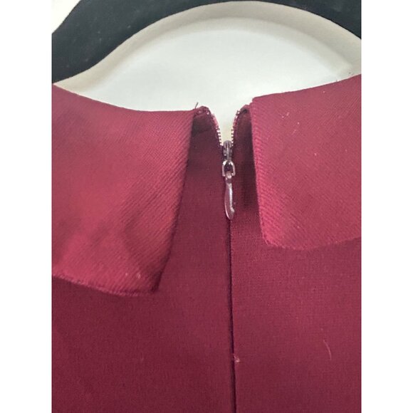 Vintage-Inspired Burgundy Dress With Peter Pan Collar & Button Details sz Large - Picture 4 of 10